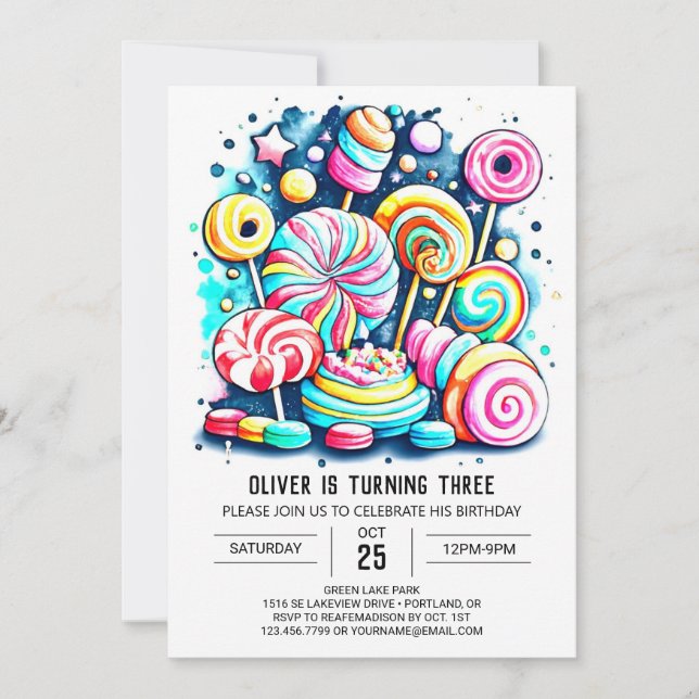 Invitación Bohemio Sprinkles Sweet Chocolate Cumpleaños (Anverso)