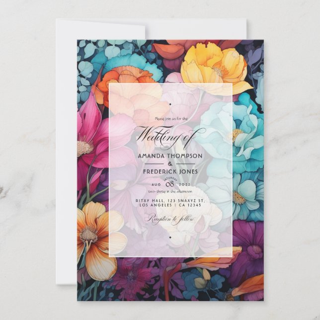 Invitación Bohemio y Boda floral terrestre (Anverso)