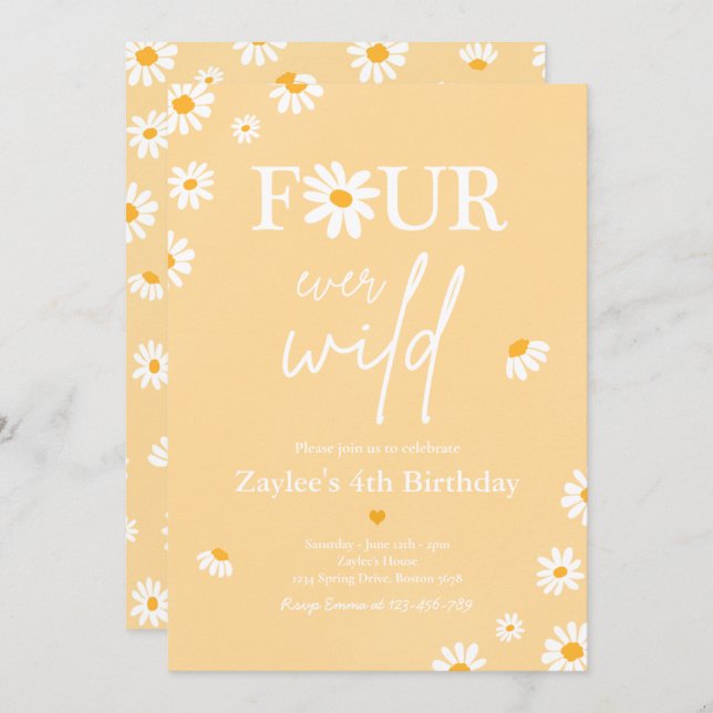 Invitación Bohmian, el partido de cumpleaños de Daisy, cuatro (Anverso / Reverso)