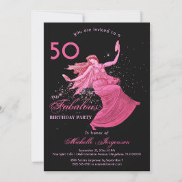 Invitación Boho 50.ª Purpurina de bailarina rosada