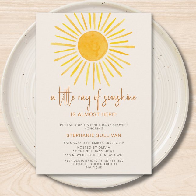 Invitación Boho A Little Ray of Sunshine Baby Shower (Subido por el creador)