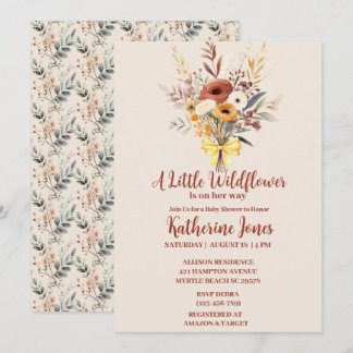 Invitación Boho A Little Wildflower Chica Baby Shower