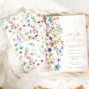 Invitación Boho A Little Wildflower Chica Baby Shower