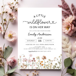 Invitación Boho A Little Wildflower Floral Baby Shower