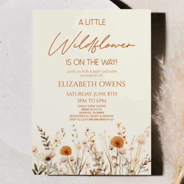 Invitación Boho A Little Wildflower Wildflower Wild Flower Ba (Subido por el creador)