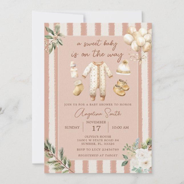 Invitación Boho A Sweet Baby está en camino (Anverso)