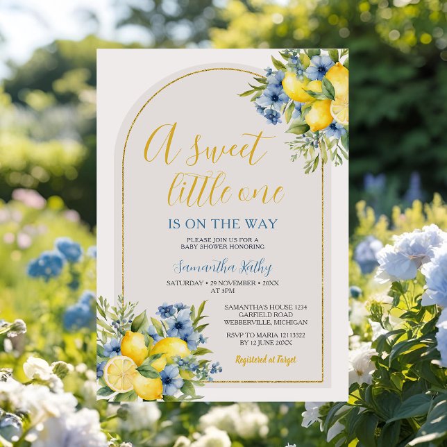 Invitación Boho A Sweet Little One Lemon Floral Baby Shower (Subido por el creador)