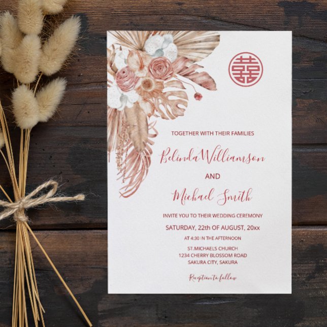 Invitación Boho acuarela Boda chino (Subido por el creador)