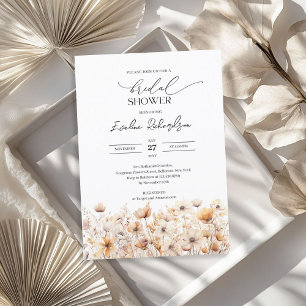 Invitación Boho acuarela color neutro colores flores silvestr