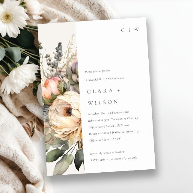 Invitación Boho acuarela Ensayo de otoño floral Cena (Subido por el creador)