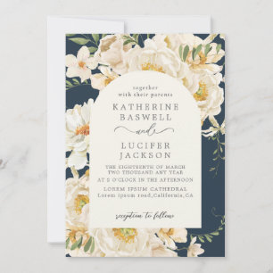 Invitación Boho acuarela follaje floral Boda azul de la Marin