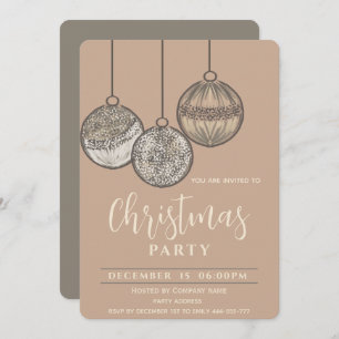 Invitación Boho acuarela Navidades bolas corporativas Holiday