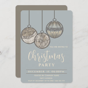 Invitación Boho acuarela Navidades bolas corporativas Holiday