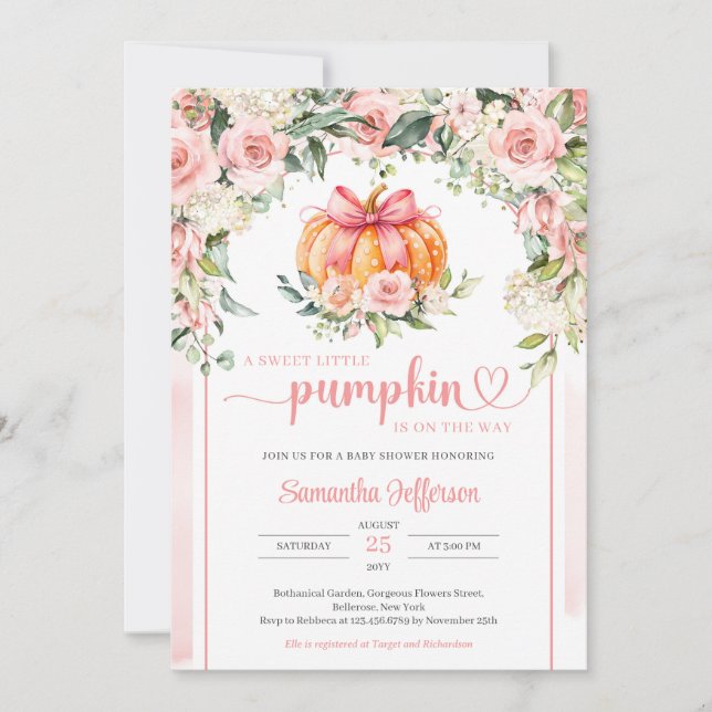 Invitación Boho acuarela sonrojiza polka puntaca floral (Anverso)