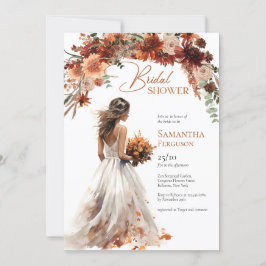 Invitación Boho acuarela terracota bouquet boda gown