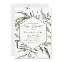 Boho Acuarela Vegetación Marco Caída Bebé Espolvor