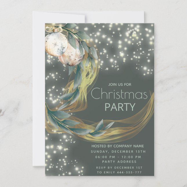 Invitación Boho acuarela verde invierno Navidades modernos (Anverso)
