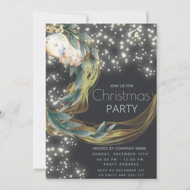 Invitación Boho acuarela verde invierno Navidades modernos (Anverso)