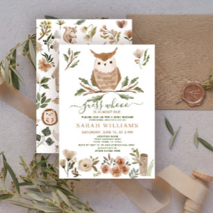 Invitación Boho Adivina quién es el casi debido Búho Baby Sho