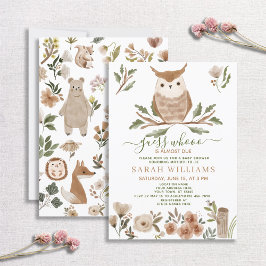 Invitación Boho Adivina quién es el casi debido Búho Baby Sho