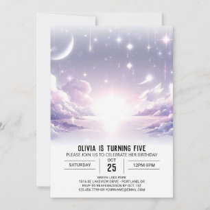 Invitación Boho Adorable Cumpleaños Digital Celestial