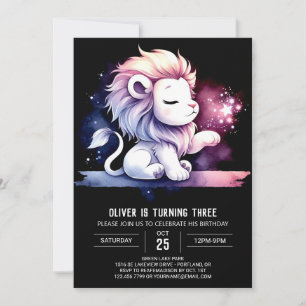 Invitación Boho Adorable Lion Birday