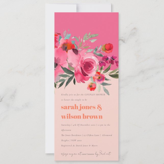 Invitación Boho Agua Caliente Rosa Morales Ducha De Parejas F (Anverso)