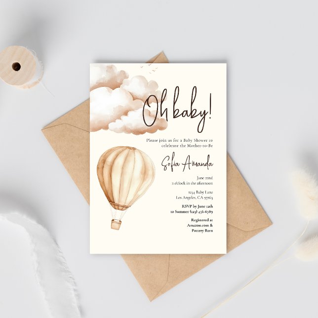 Invitación Boho Air Balloon "Oh Baby" Baby Shower (Subido por el creador)