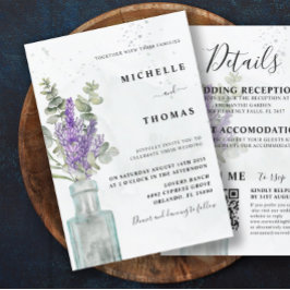 Invitación Boho All In One Eucalyptus and Lavender Boda In