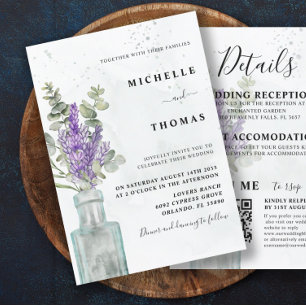 Invitación Boho All In One Eucalyptus and Lavender Boda In