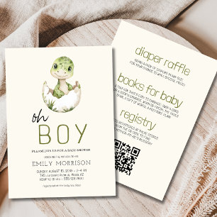 Invitación Boho All in One Oh Boy Dinosaur Baby Shower