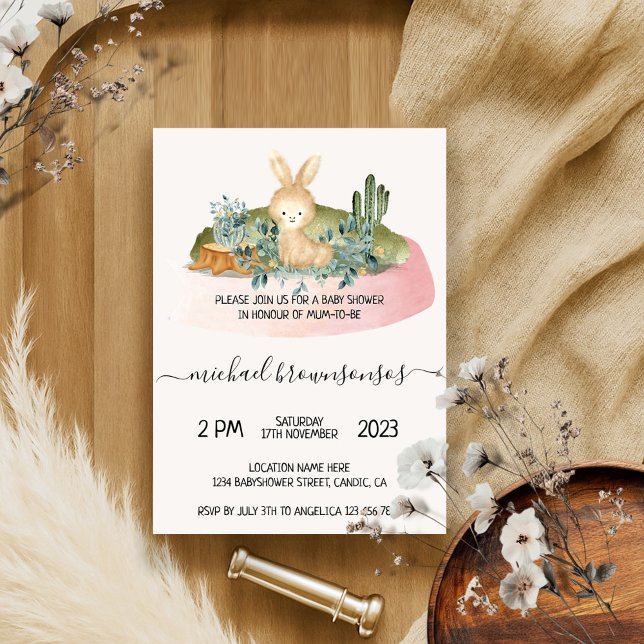 Invitación Boho Animal Rabbit Tropical Baby Shower (Subido por el creador)