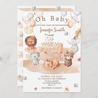 Invitación Boho animales pastel ducha móvil para bebés Oh beb