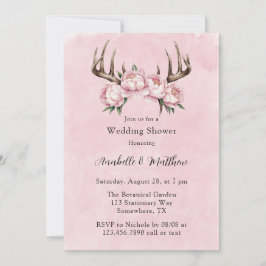 Invitación Boho Antler con ducha de matrimonio para peones ro