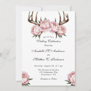Invitación Boho Antler con la celebración del Boda de los peo