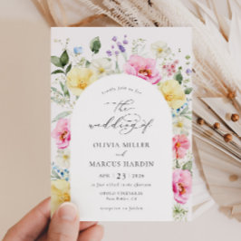 Invitación Boho Arch Colorful Floral Spring Elegant Wedding