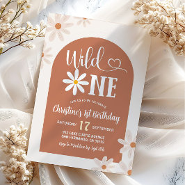 Invitación Boho Arch Daisy Wild Un Primer Cumpleaños