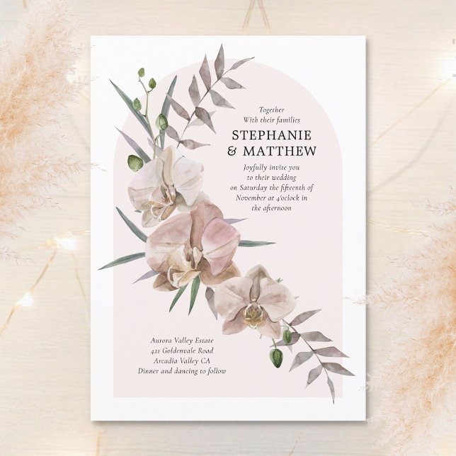 Invitación Boho Arch Dusty Orchids Floral Boda (Subido por el creador)