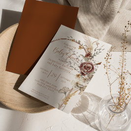 Invitación BOHO Arch Fall Floral Copper Moderno Baby Shower