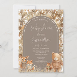Invitación Boho Arch Fall Woodland Animals Baby Shower