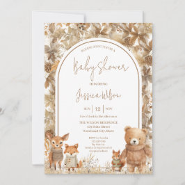 Invitación Boho Arch Fall Woodland Animals Baby Shower