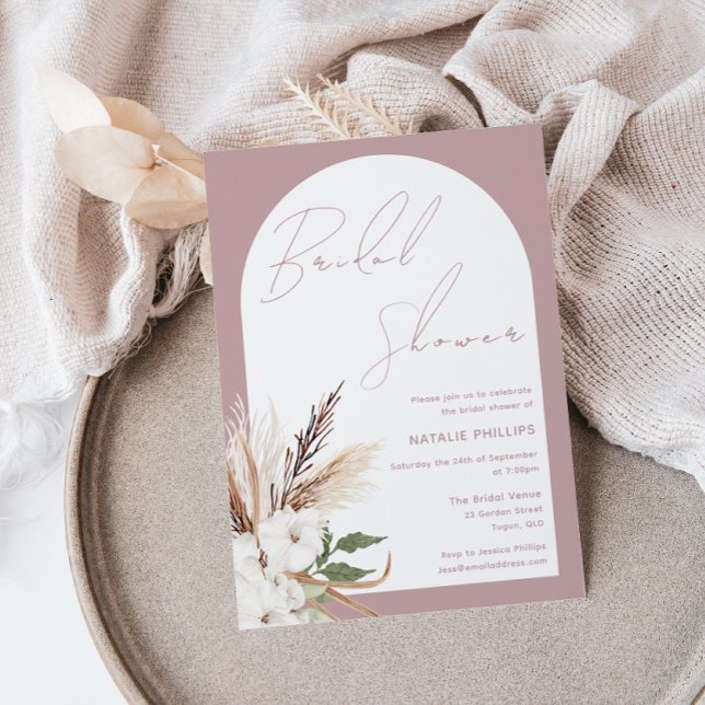 Invitación Boho Arch Floral Dusty Rosa Rubor Bridal Shower (Subido por el creador)