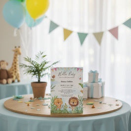 Invitación Boho Arch Greenery Woodland Animals Baby Shower