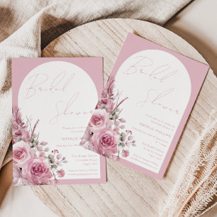 Invitación Boho Arch Hermosa ducha de novia floral Rubor