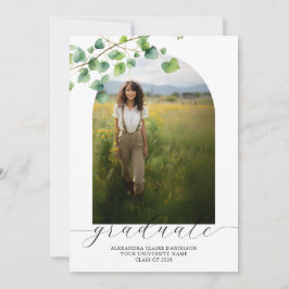 Invitación Boho Arch Ivy, graduación blanca