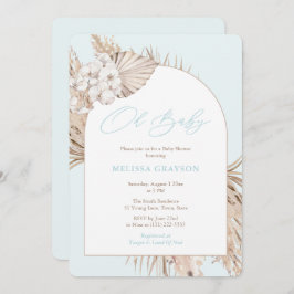 Invitación Boho Arch Pampas Grass Light Blue Boy Baby Shower