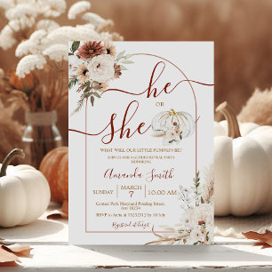 Invitación Boho Arch Pumpkin género revelan invitati