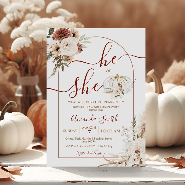 Invitación Boho Arch Pumpkin género revelan invitati (Subido por el creador)