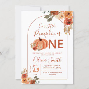 Invitación Boho Arch Quemó la Calabaza naranja Primer Cumplea