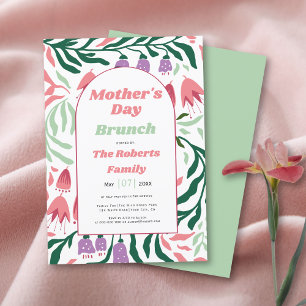 Invitación Boho arch retro flores brunch Día de la Madre
